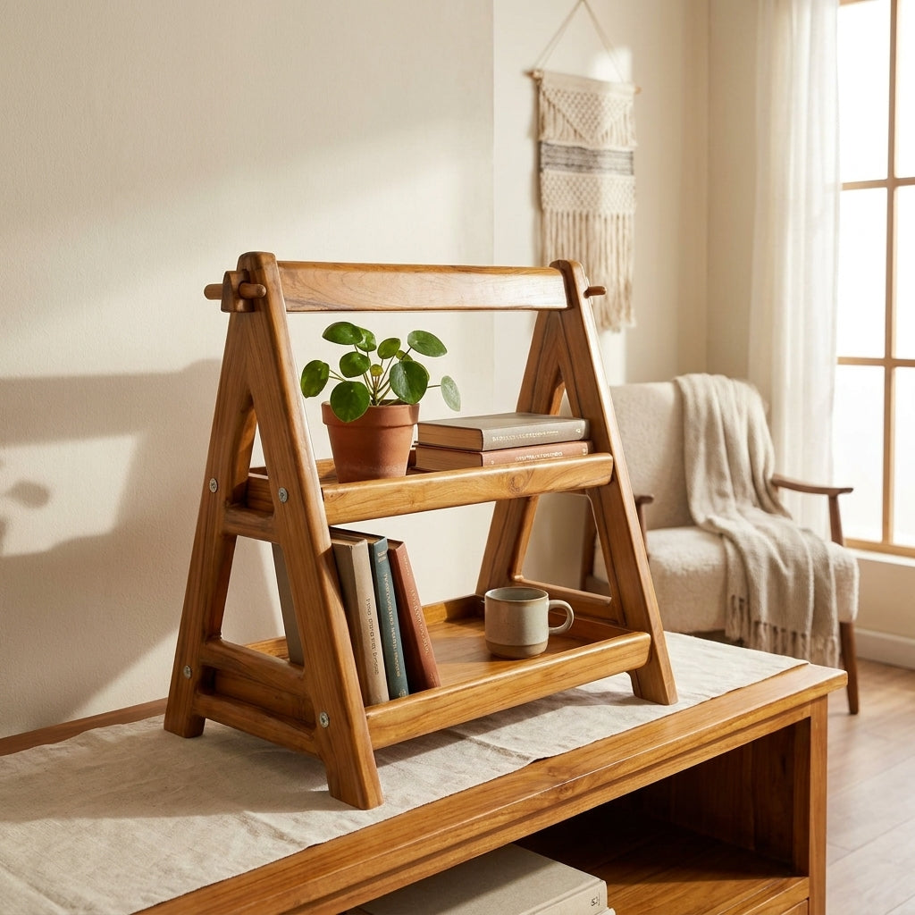 Multi-Purpose Teak Wood Shelf Organizer