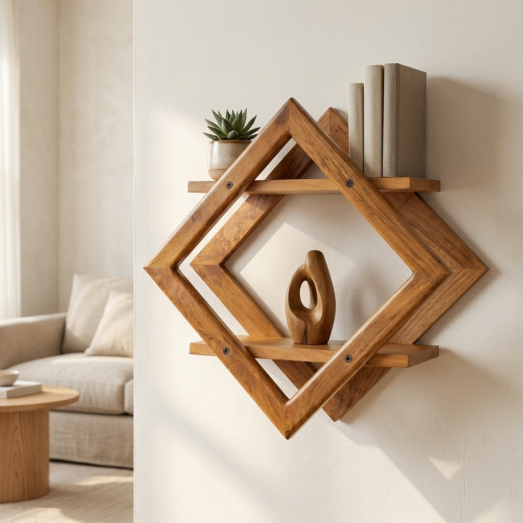 Teak Wood Wall Decoration Shelf