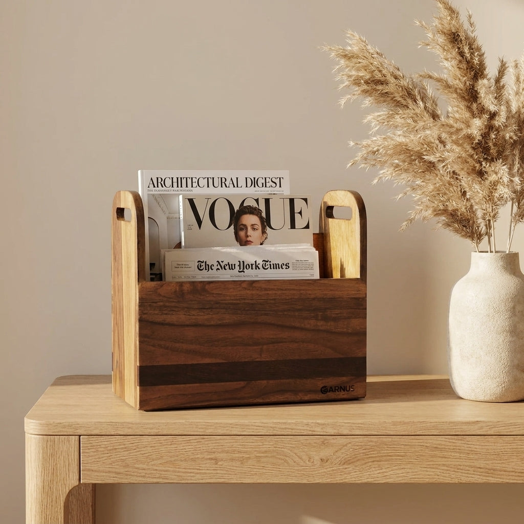 Wooden Magazine Holder Rack