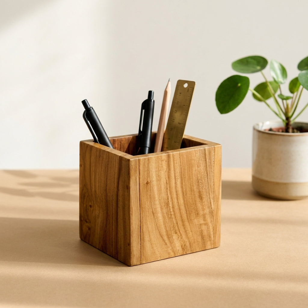 Teak Wood Desk Organizer