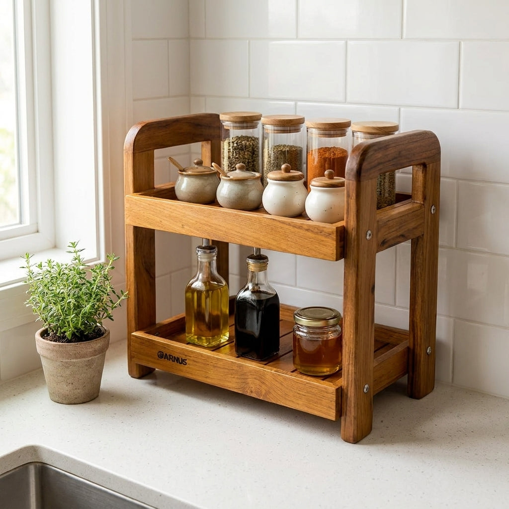 Premium Teak Wood Shelf Organizer