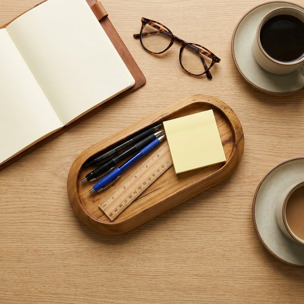 Wooden Desk Organiser Tray