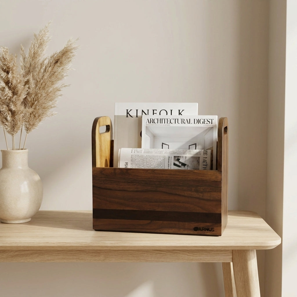 Wooden Magazine Holder Rack