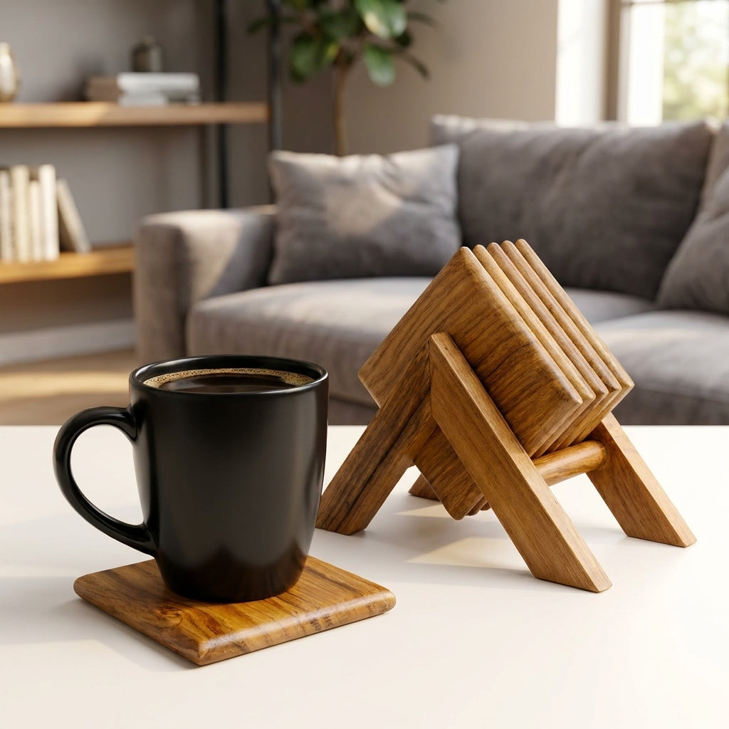 Square Teak Wood Coaster