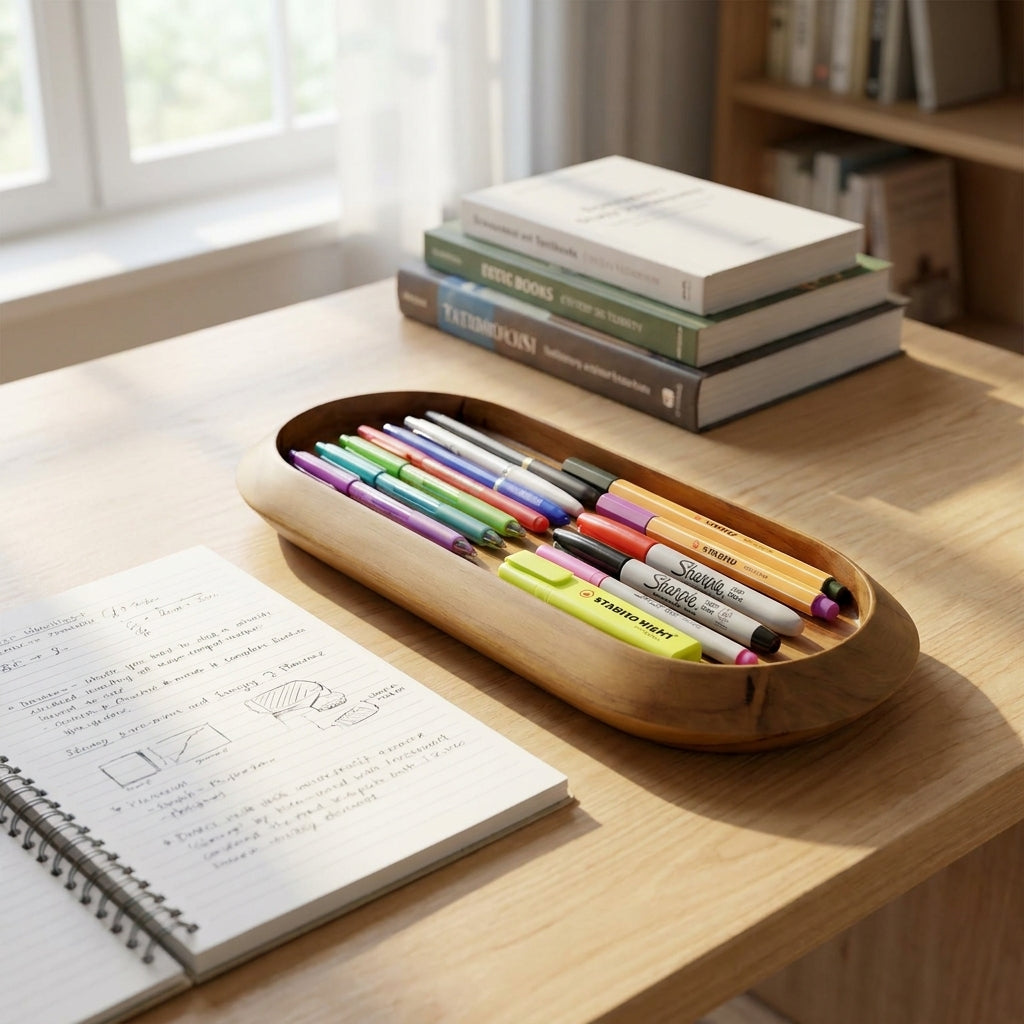 Wooden Desk Organiser Tray