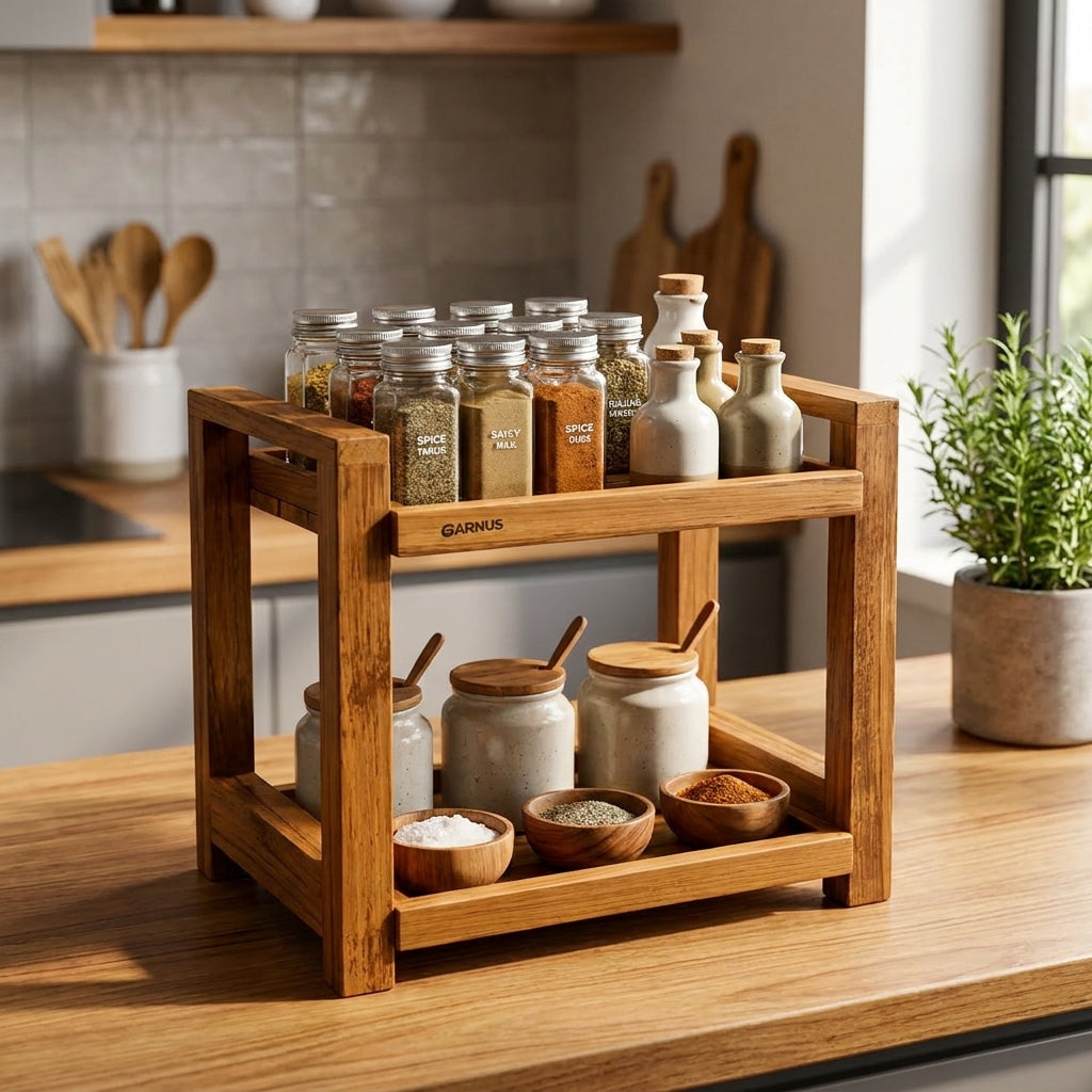 Versatile Teak Wood Shelf Organizer