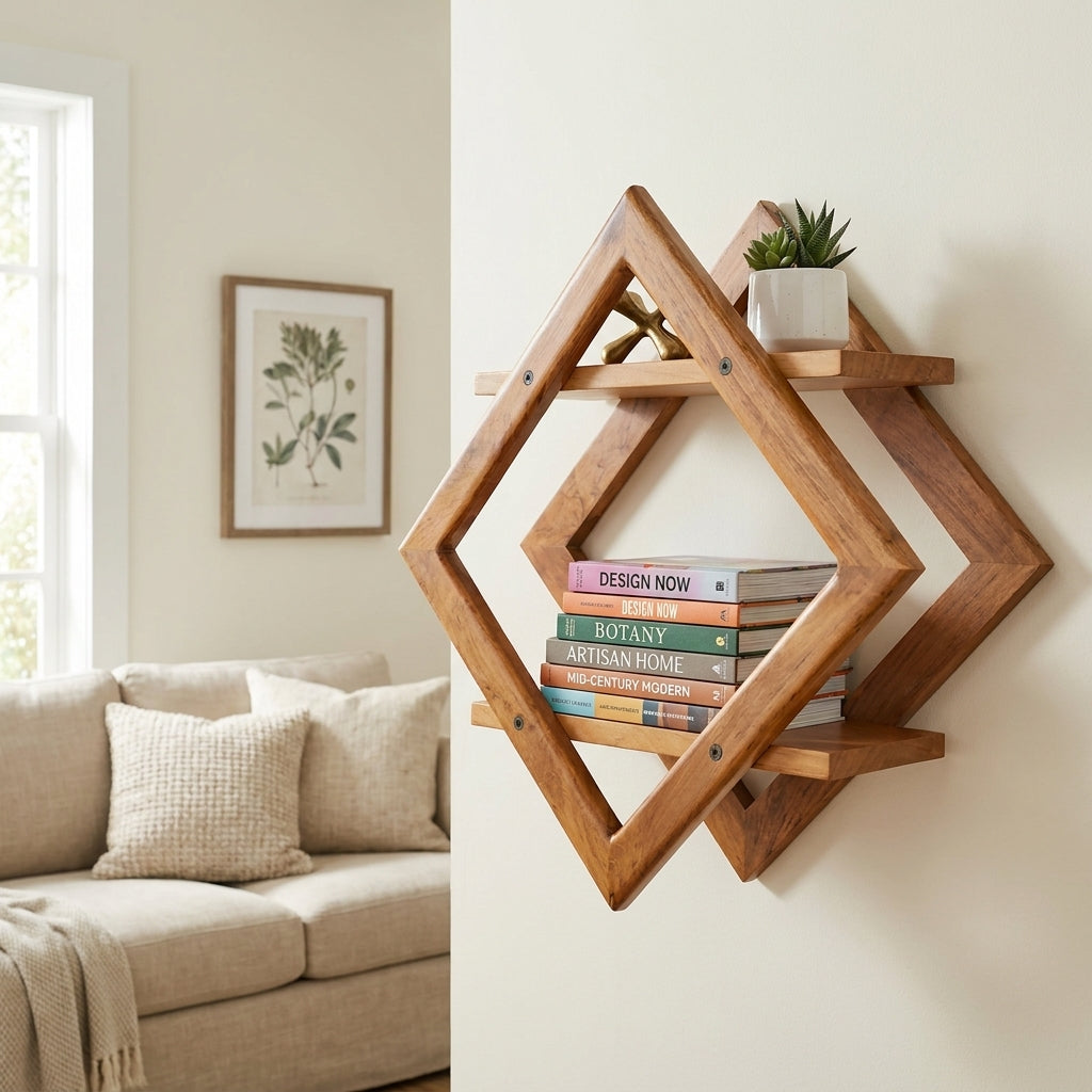 Teak Wood Wall Decoration Shelf