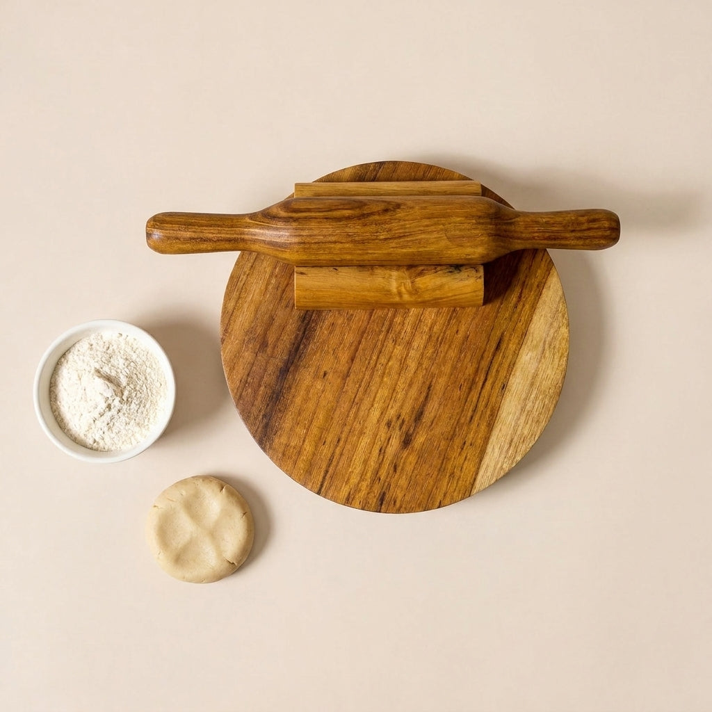 Teak Wood Chakla & Belan with stand