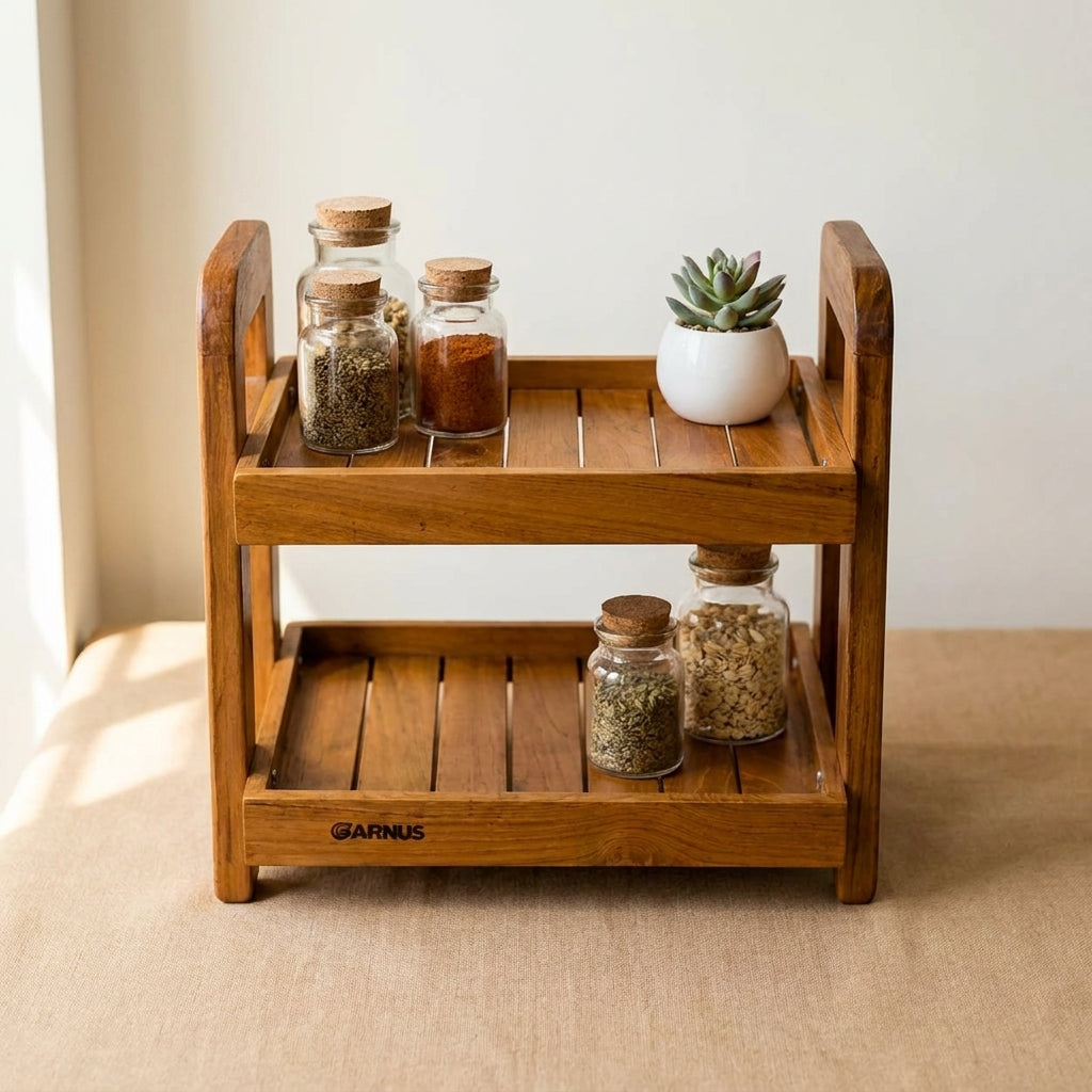 Premium Teak Wood Shelf Organizer