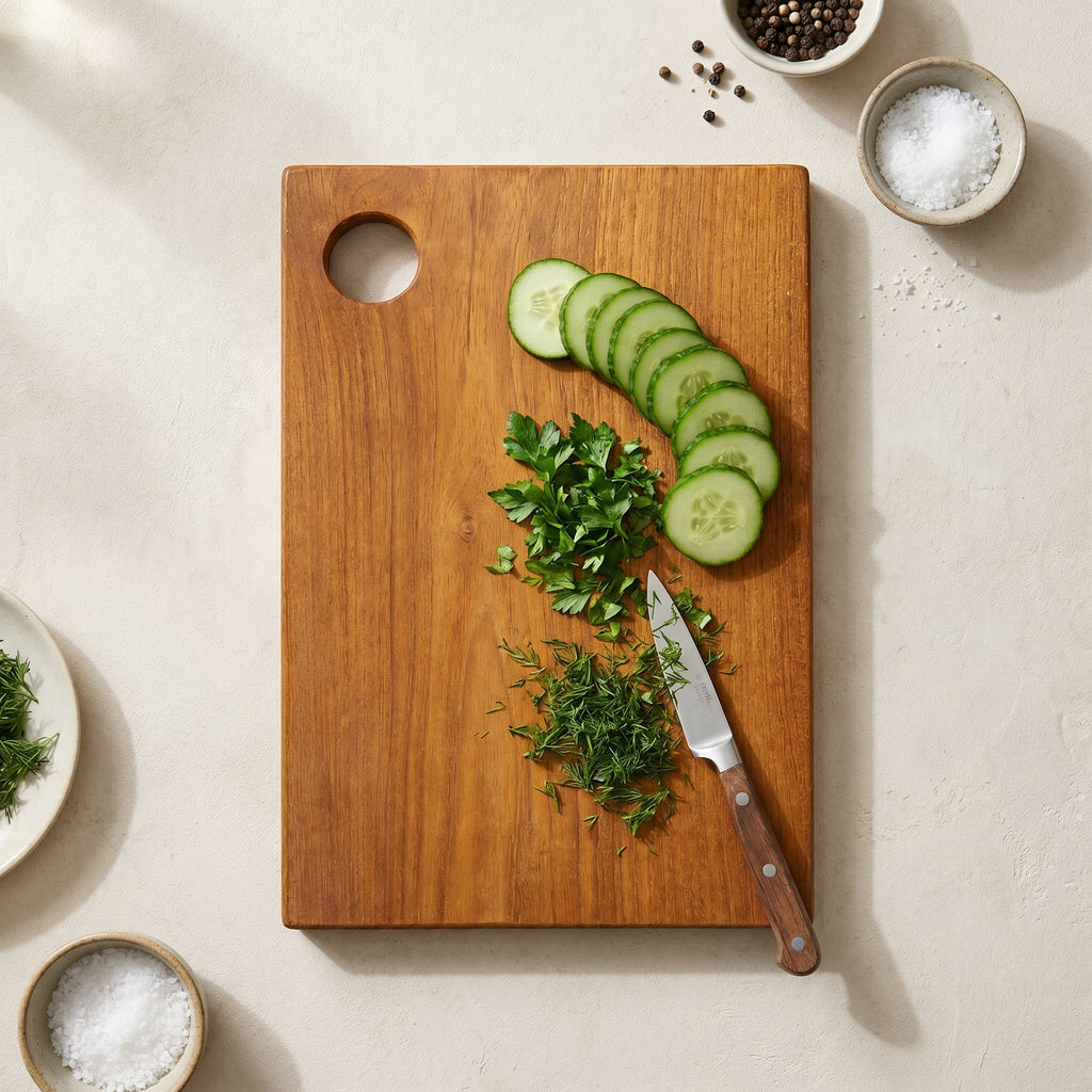 Standard Teak Wood Chopping Board with Holder