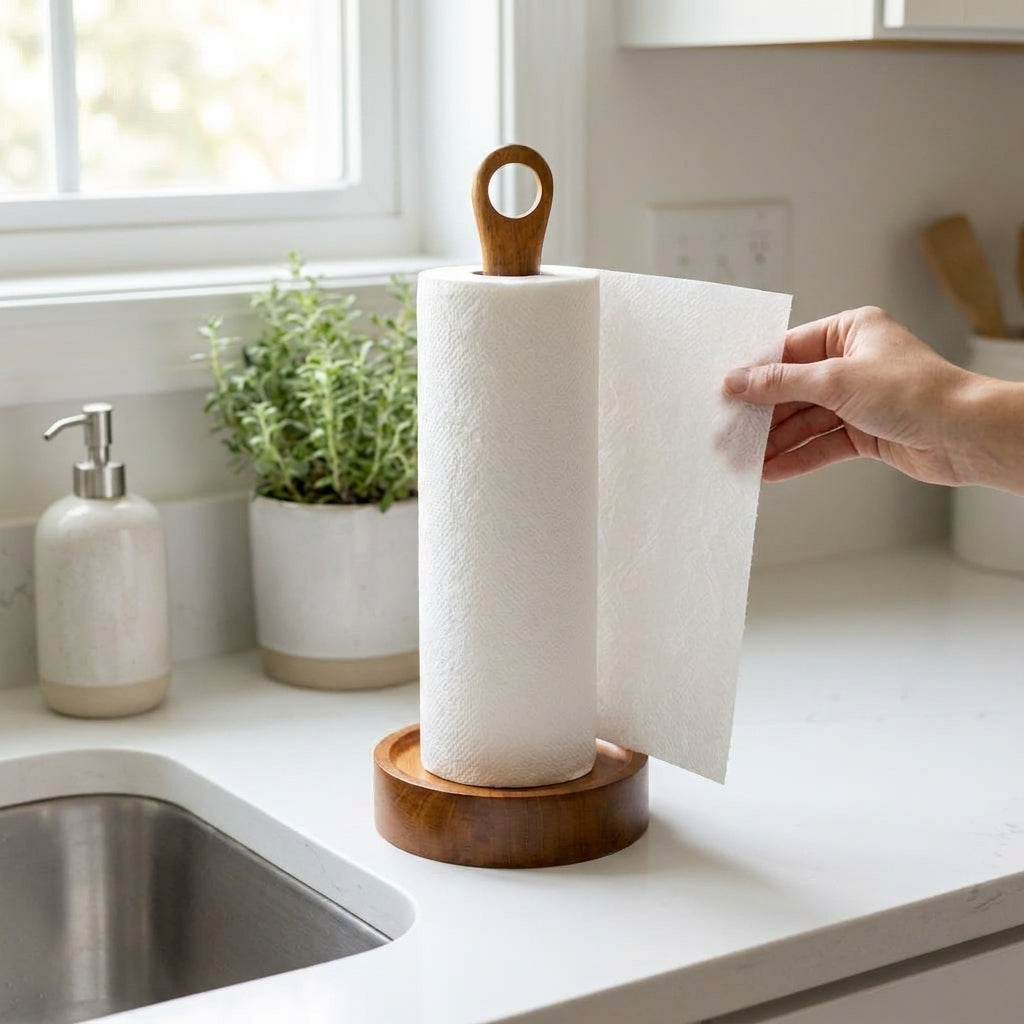 Wooden Paper Towel Holder Stand