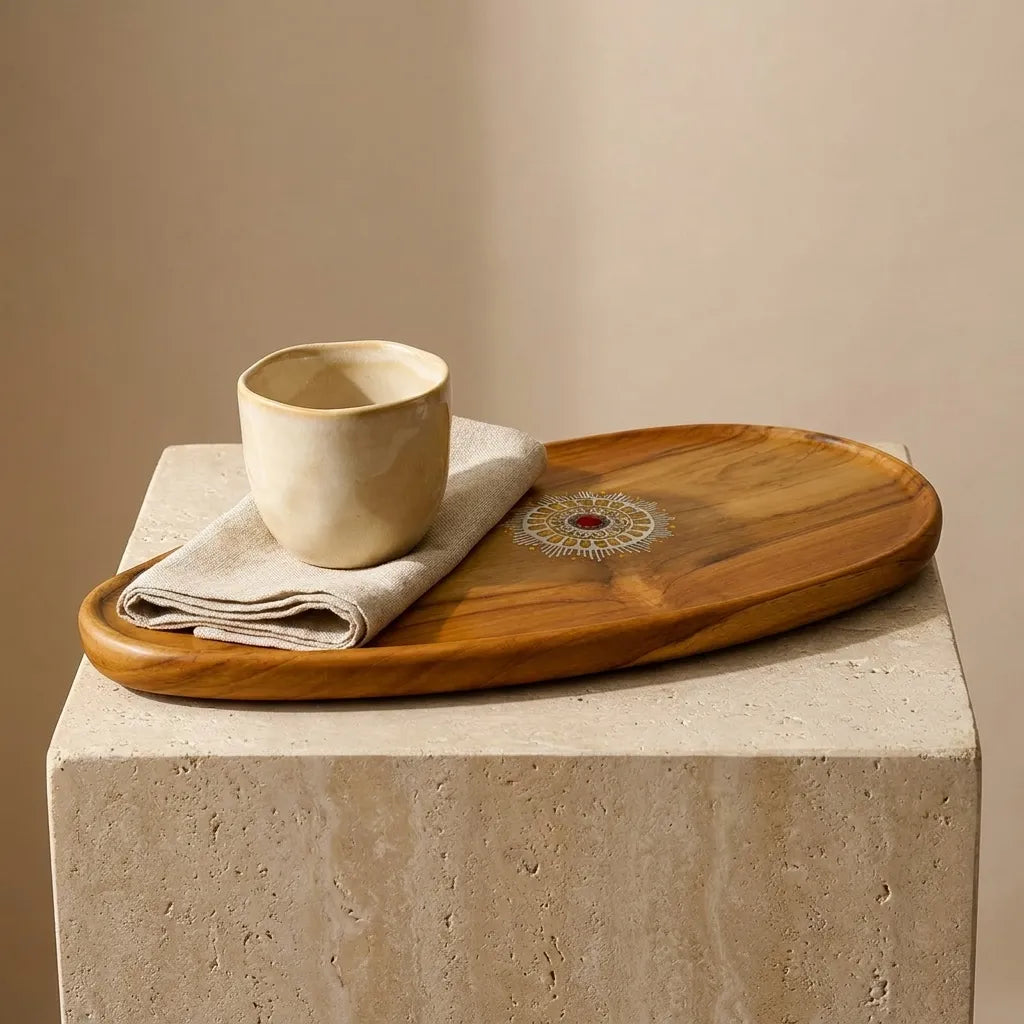 Teak Wood Oval Serving Tray