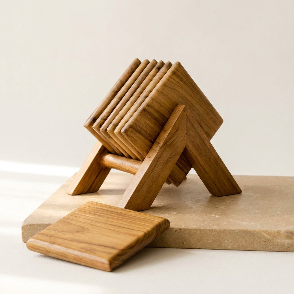 Square Teak Wood Coaster