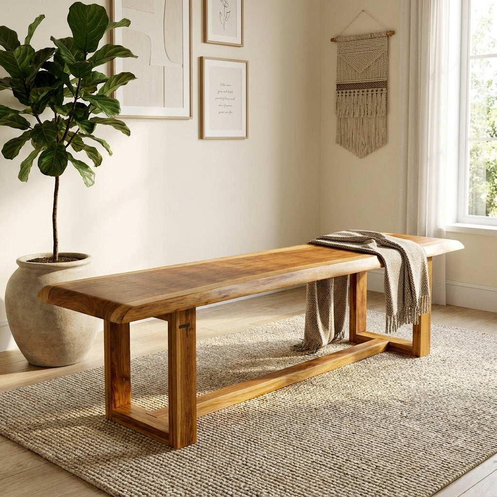 Saaj Solid Wood Long Bench – 4 Seater