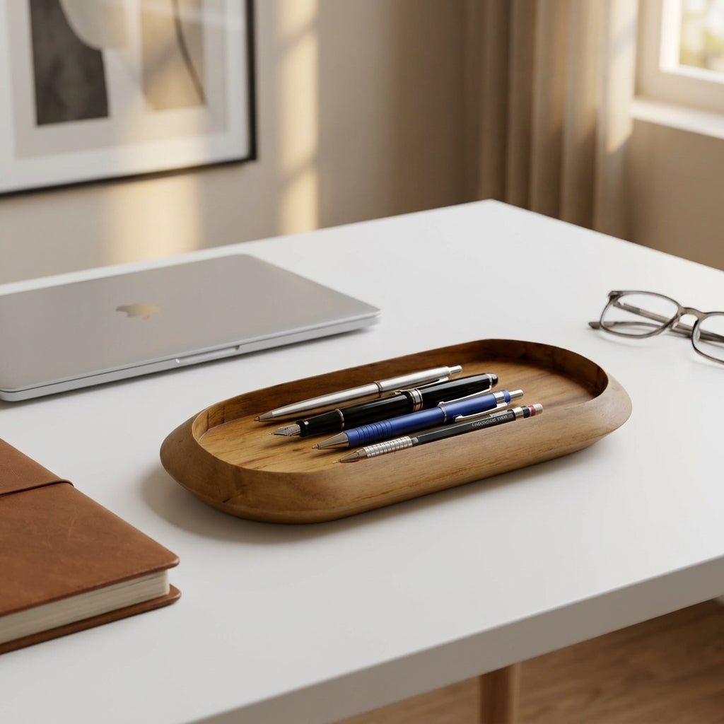 Wooden Desk Organiser Tray
