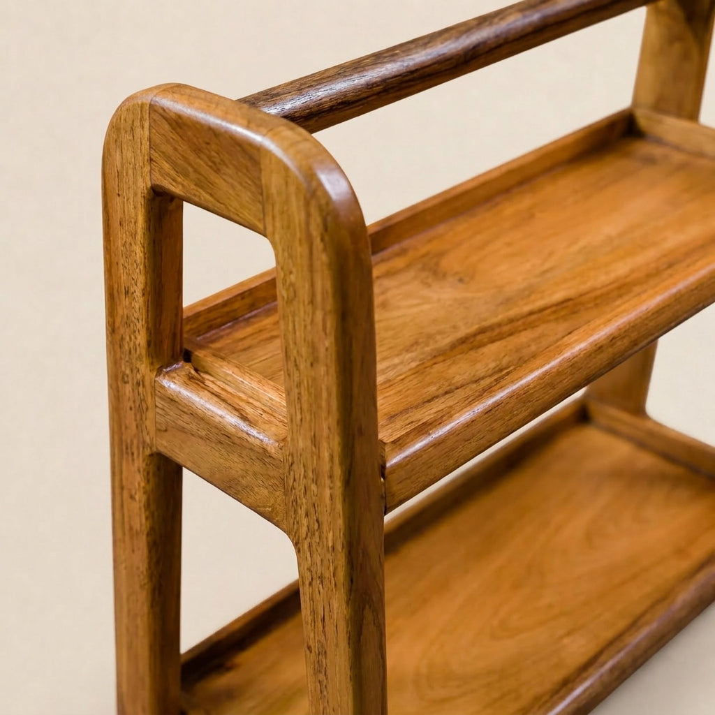 Modern Teak Wood Shelf Organizer