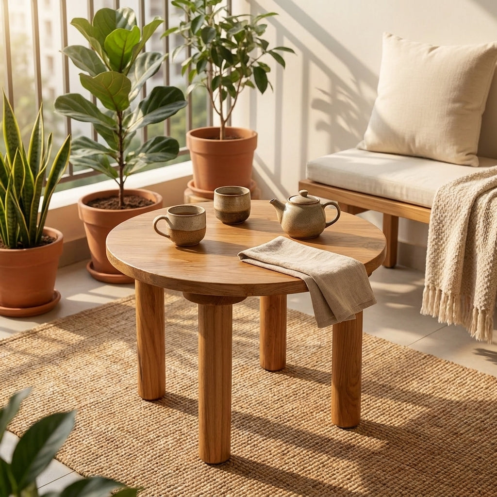 Teak Wood Round Coffee Table