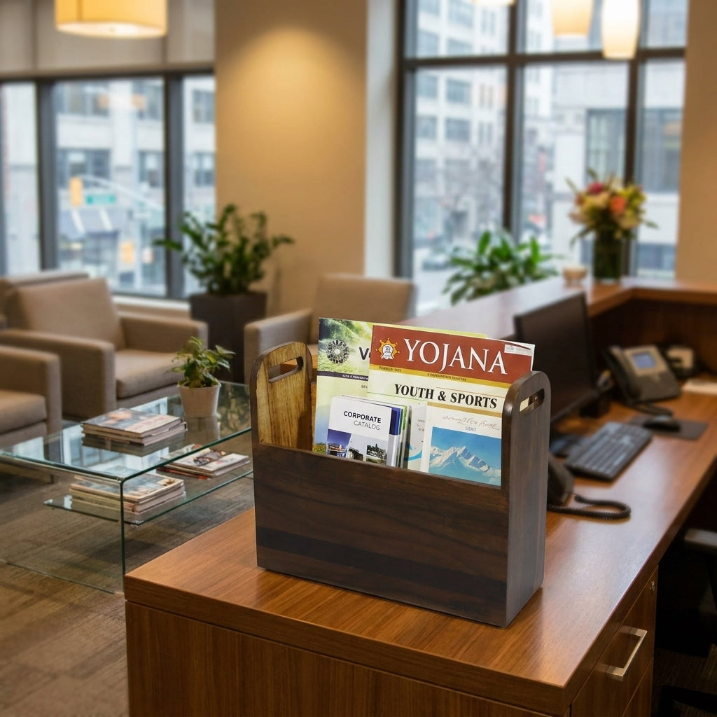 Wooden Magazine Holder Rack