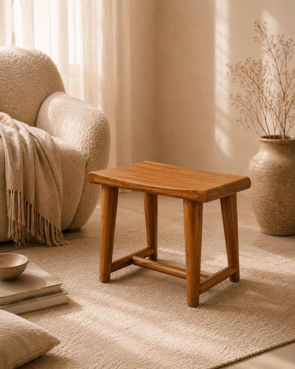 Teak Wood Single Seat Bench