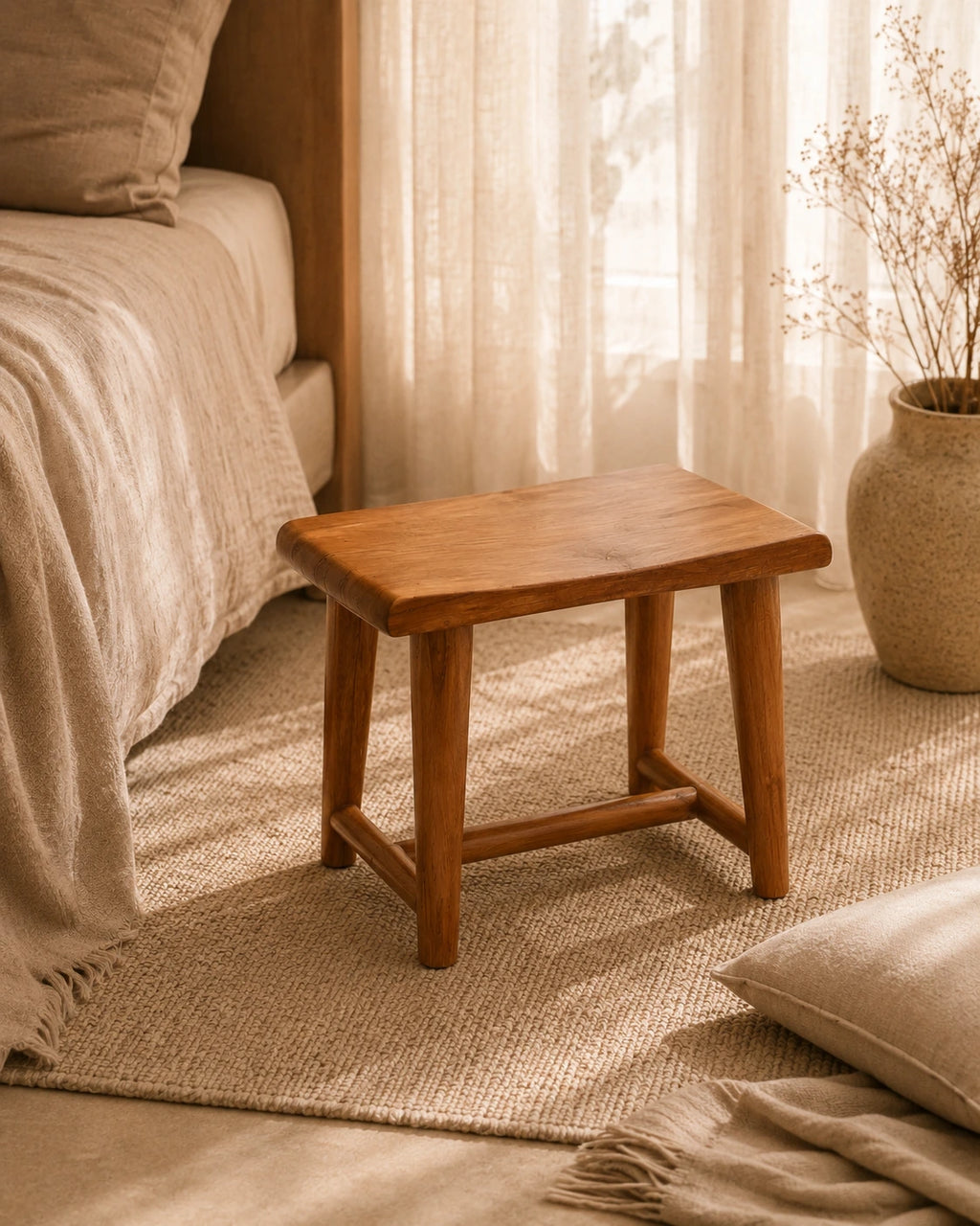 Teak Wood Single Seat Bench