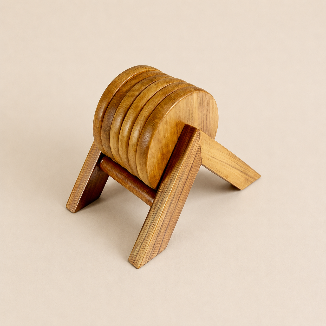 Round Teak Wood Tea Coaster