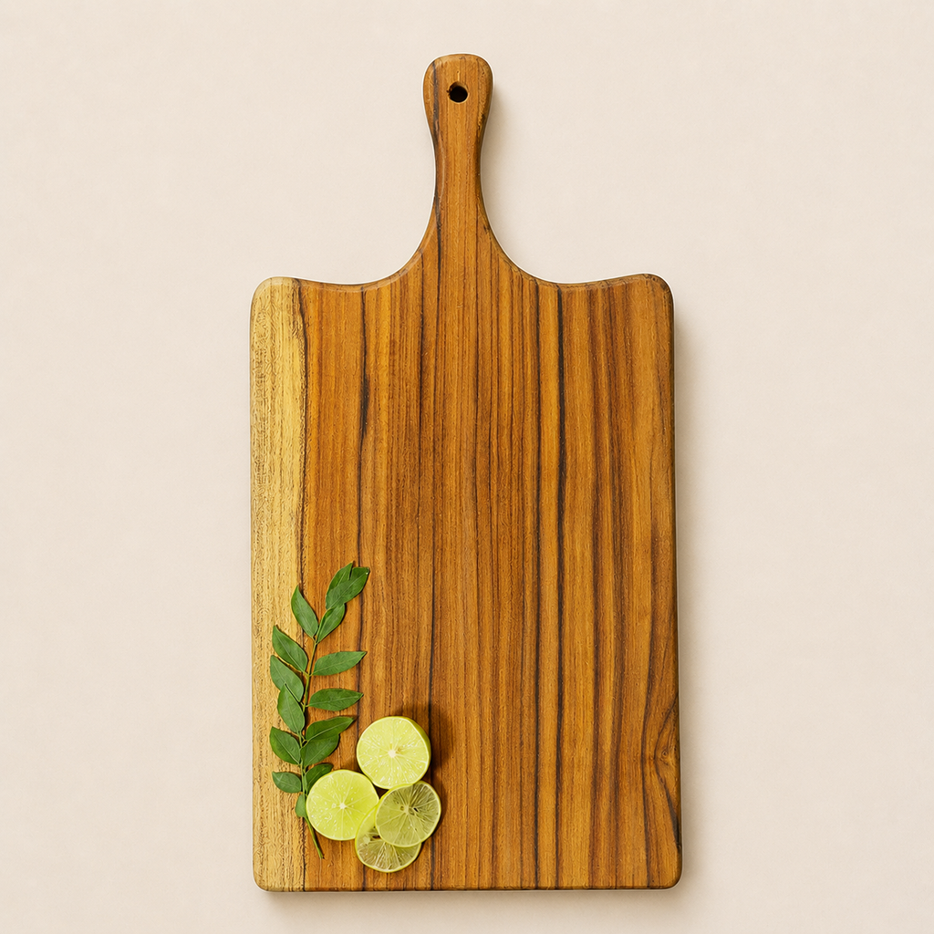 Slate Teak Wood Chopping Board with Handle