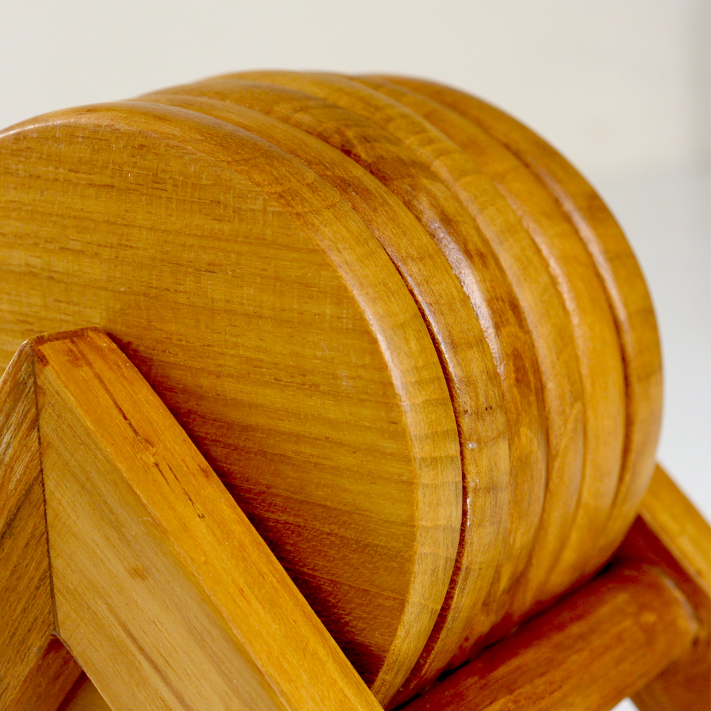 Round Teak Wood Tea Coaster