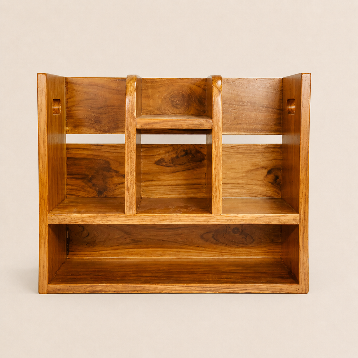 Teak Wood Book Organizer Shelf