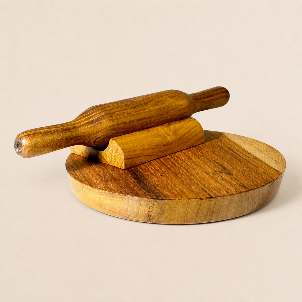 Teak Wood Chakla & Belan with stand