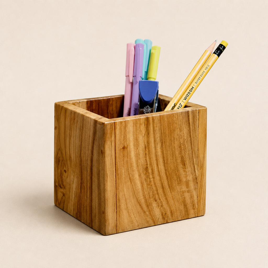 Teak Wood Desk Organizer
