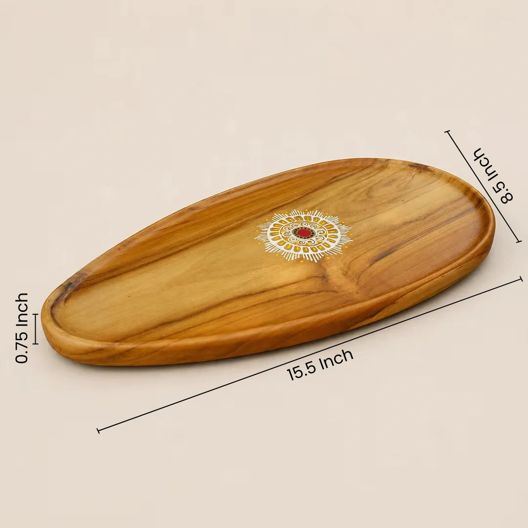 Teak Wood Oval Serving Tray