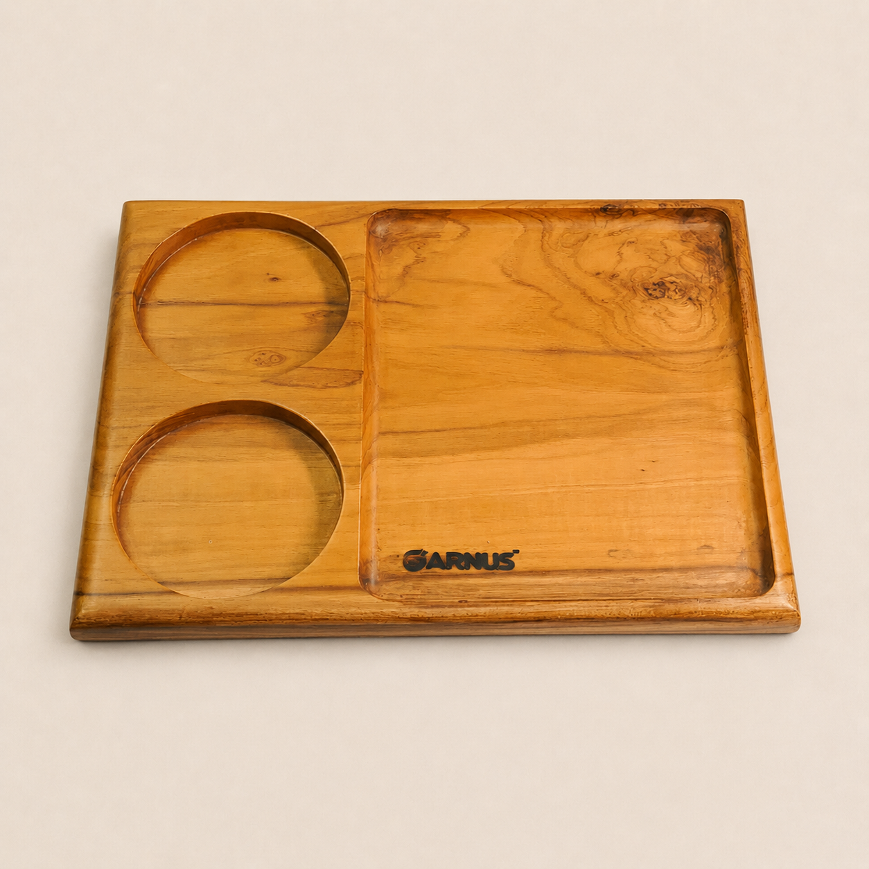 Three Compartment Teak Wood Organizer Tray