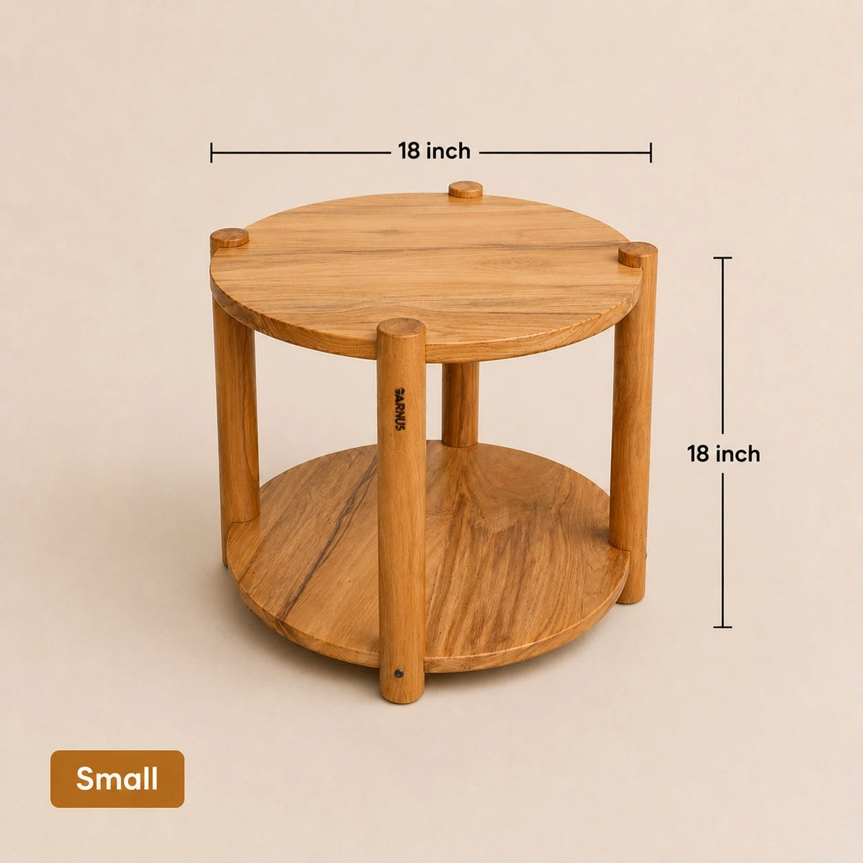 Round Teak Wood Storage Base Coffee Table