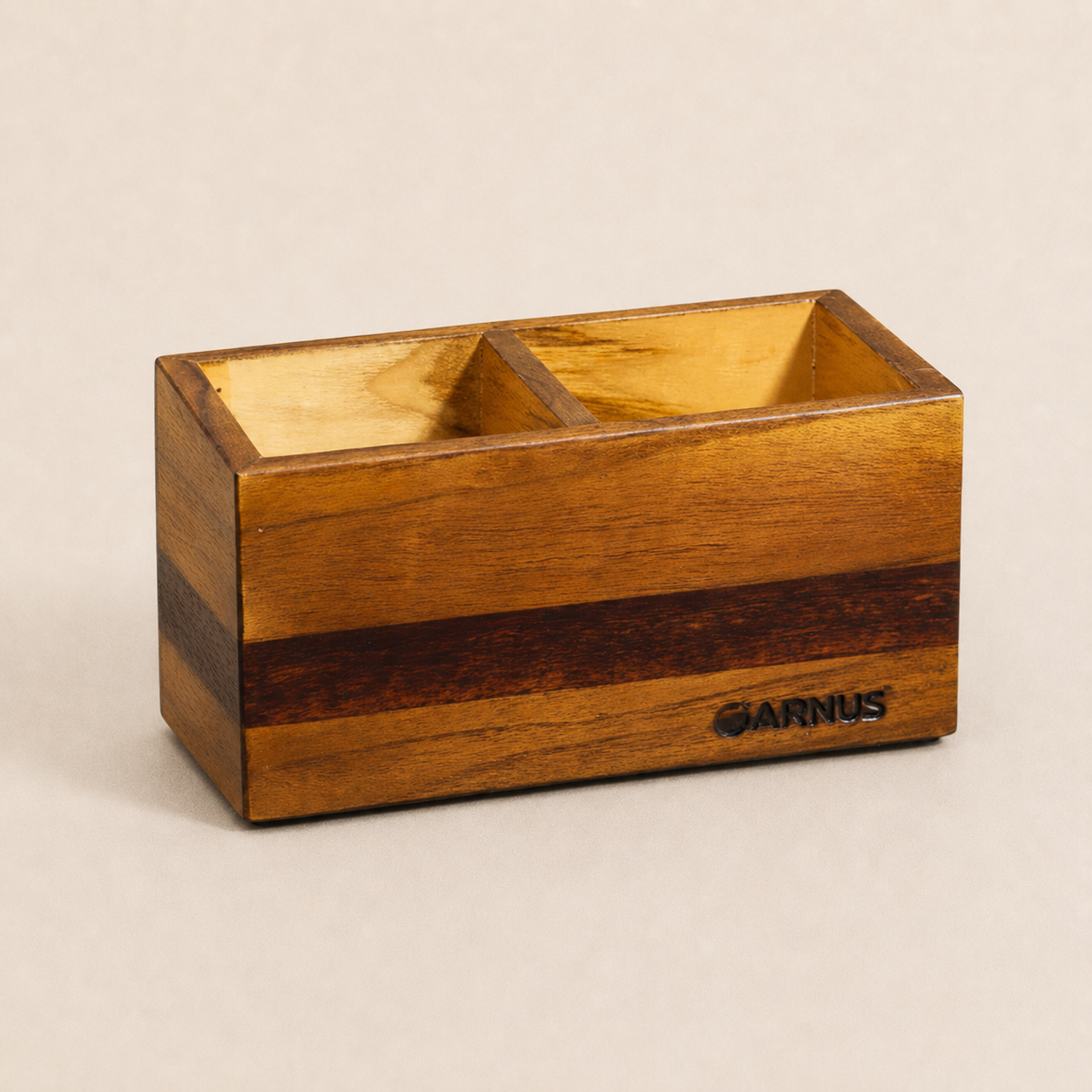 Wooden Dual Compartment Desk Organiser