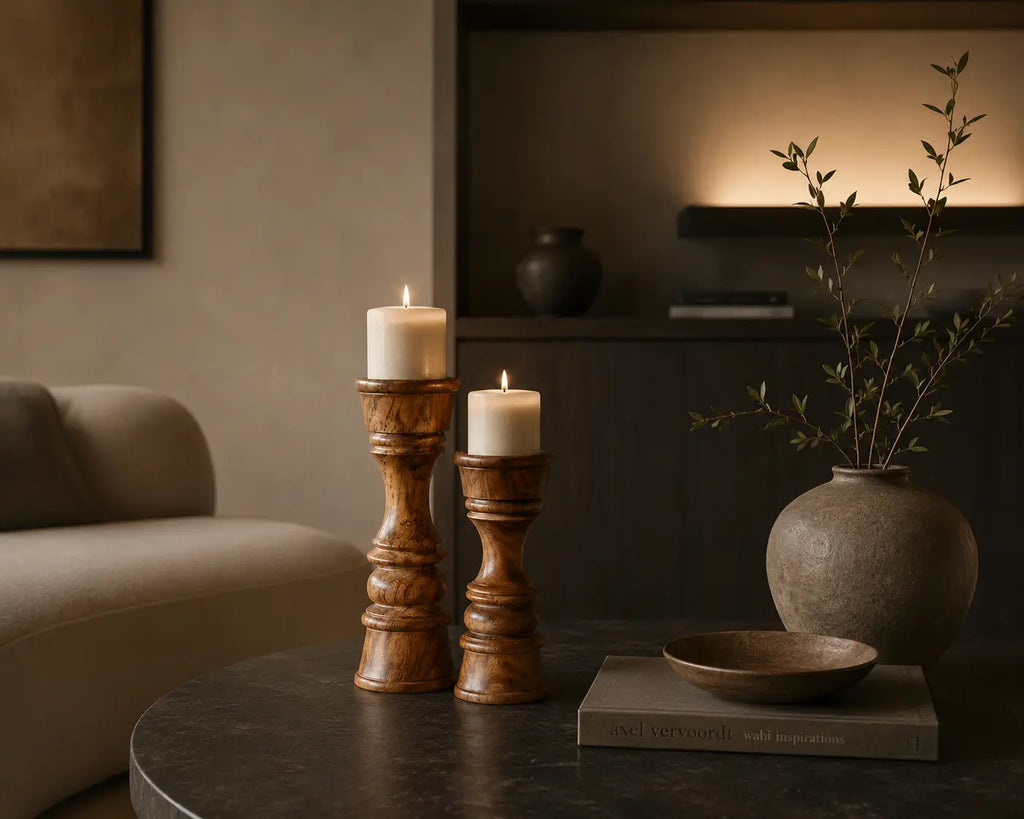 Classic Teak Wood Candle Stand