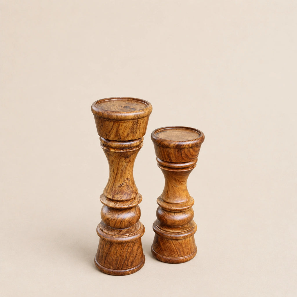 Classic Teak Wood Candle Stand