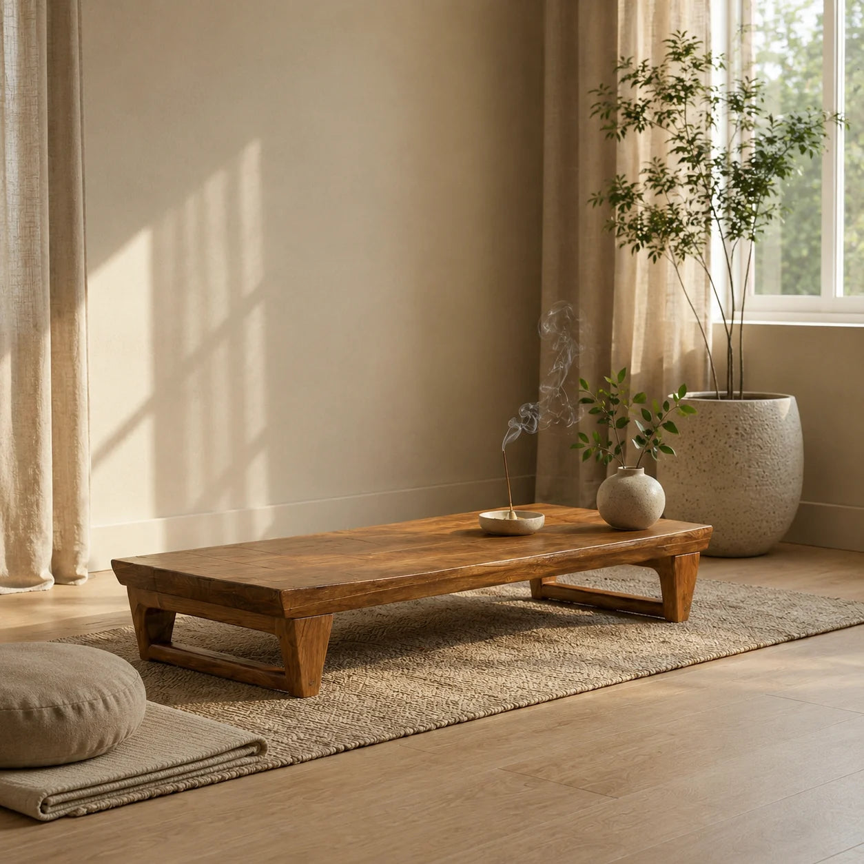 Premium Teak Wood Yoga Bench