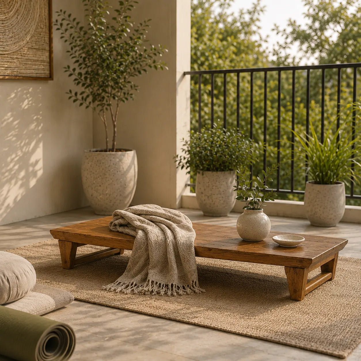 Premium Teak Wood Yoga Bench