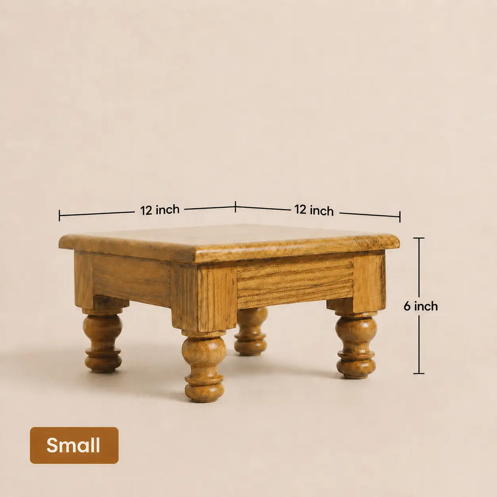 Traditional Teak Wood Puja Stool