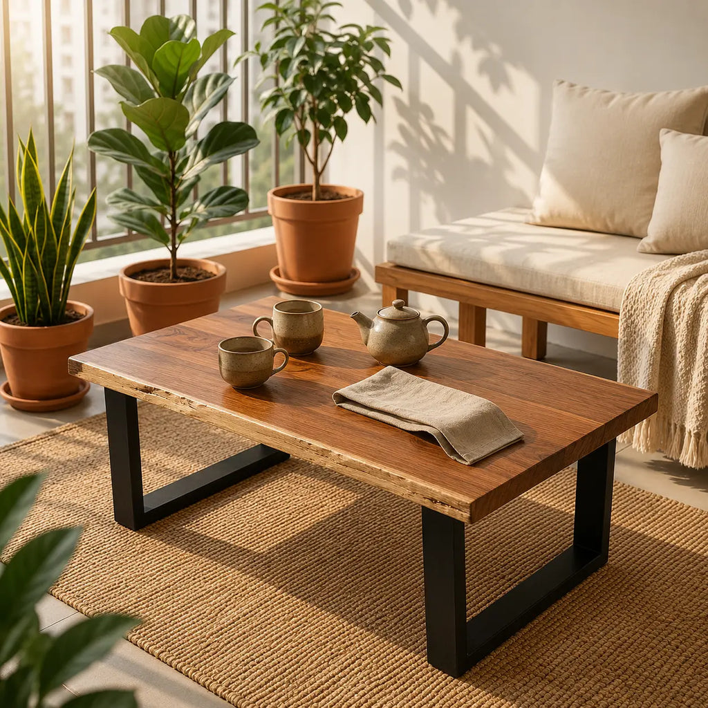 Solid Teak Wood Table (With Dark Walnut colour legs)